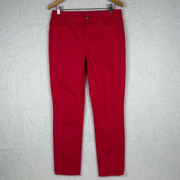 Chicos So Slimming Girlfriend Ankle Jeans Red Chico 1 Regular 8 Stretch Pants Ms - Picture 2 of 9